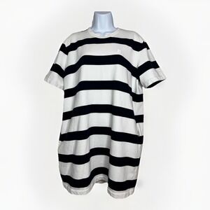Sweaty Betty BrettonStriped Oversized Tee Dress L Navy White Terry Cloth‎ Scandi